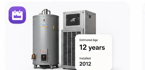 Appliance age finder showing a water heater's age